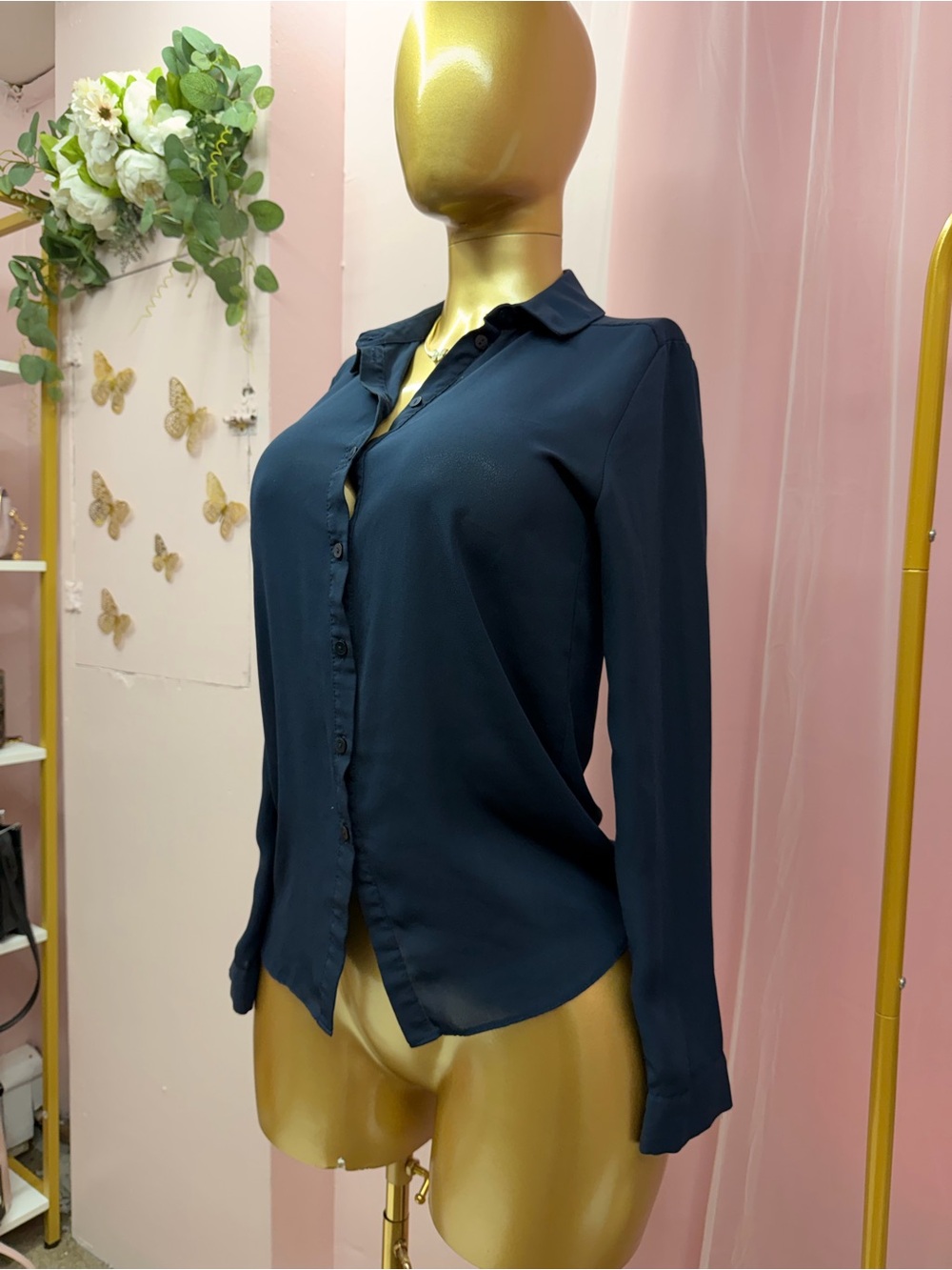 Primark Dark Navy Long-Sleeve Button-Down Shirt